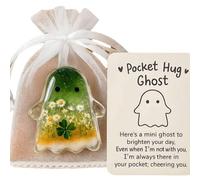 zoocco Tarjetas de Felicitación, Pocket Hug Ghost with Encouragement Card, Cute Mini Pocket Ghost Hug for Emotional Support, Inspirational Keepsake Gift for Friends & Family (3PCS Green Ghost)