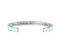 zoocco This Too Shall Pass Mantra Cuff Bracelet Encouragement Gift for Women Stress Relief Moments Friends Coworkers (A10)