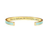 zoocco This Too Shall Pass Mantra Cuff Bracelet Encouragement Gift for Women Stress Relief Moments Friends Coworkers (A7)
