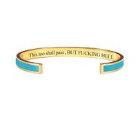 zoocco This Too Shall Pass Mantra Cuff Bracelet Encouragement Gift for Women Stress Relief Moments Friends Coworkers (A11)