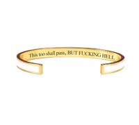 zoocco This Too Shall Pass Mantra Cuff Bracelet Encouragement Gift for Women Stress Relief Moments Friends Coworkers (A21)