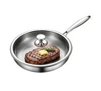 zoocco Titanium Frying Pan, Uncoated Hammered Naturally Non-Stick Skillet, PFAS-Free 1000°F Oven Safe Cookware, Induction & All Stovetop Compatible for Searing Steak Eggs (9.44 IN with Lid)