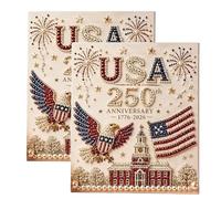 zoocco USA 250th Anniversary DIY Pearl Painting Kit for Adults, Patriotic Craft Decor for Relaxing Family Holiday Projects (2 PCS CC)