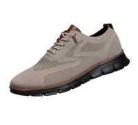 zoocco Walking Shoes Men, Breathable Mesh Dress Sneakers, Lightweight Comfort for Work Travel Commute (Khaki Black,42)