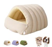 zoocco Warm Cozy Monster Cat Bed, Soft Tent Style Cozy Monsters Dog Bed, Removable Cushions & Machine Washable Cover for Cats Small Dogs to Feel Loved (Beige,Large)