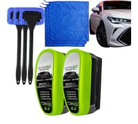 zoocco Windshield Cleaner | Car Glass Oil Film Remover - Daily Driving/Rainy Days Streak-Free Crystal Clarity | Universal Automotive Window Cleaning Tool for Clear Visibility (2 Sets)