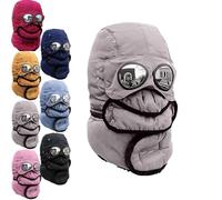 zoocco Winter Thermal Hat with Glasses, Winter Hat with Goggles for Snow Sports, Cold Weather Outdoor Activities (Beige)