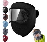 zoocco Winter Warm Fleece Windproof High-Definition Goggles, Winter Windproof Face Mask with Detachable Goggles, Hickened Fleece-Lined Full Face Cover for Men & Women (Black)