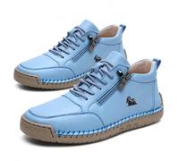 zoocco Women Men Handmade Leather Orthopedic Comfortable Walking Shoe | Orthopedic Zipper Walking Sneaker, lightweight Non-slip, Waterproof & Breathable for Standing Everyday