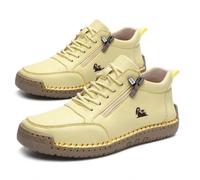 zoocco Women Men Handmade Leather Orthopedic Comfortable Walking Shoe | Orthopedic Zipper Walking Sneaker, lightweight Non-slip, Waterproof & Breathable for Standing Everyday