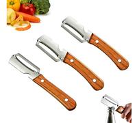 zoocco Zero Snag Wooden Peeler - 2-in-1 Premium Stainless Steel Vegetable Fruit Peeler with Non-Slip Ergonomic Handle, Kitchen Meal Prep Tool for Apple Potato Pumpkin (3pc)
