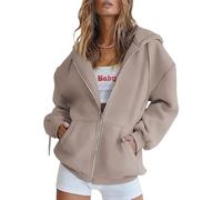 zoocco Zip Up Hoodie Women, Cozy Hoodies for Women with Pockets for Everyday Wear, Outdoor Activities, Travel (Brown,M)