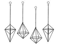 ZOOELAY 4 unids Metal Colgante Plantas de Aire Titular único 2 Estilo Negro Himmeli suspensión geométrica plantador Titular Plantas Aire Vivo Estante con Cadena