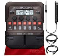 Zoom A1 cuatro instrumentos acústicos procesador multiefecto para guitarra acústica, saxofón, trompeta, violín, armónica o bajo acústico + cables y paño de limpieza de microfibra Fibertique