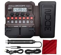 Zoom A1X Procesador multiefecto de cuatro instrumentos acústicos con pedal de expresión para guitarra acústica, saxofón, trompeta, violín, armónica o bajo acústico + paño de limpieza de cables y fibra