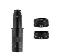 Zoom Ajustable Lente de Montaje en C Aumento 130X 180X 360X Laboratorio 0.3X 0.5X 0.75X 2X Lente Objetivo de cámara de microscopio Industrial(180X-0.5X-2X)