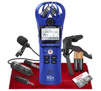 Zoom H1n Grabadora portátil de 2 entradas y 2 pistas con micrófono XY incorporado (azul) + micrófono Lavalier profesional Xpix, tarjeta de memoria micro de 16 GB, trípode Xpix, pilas AAA y
