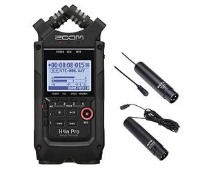 Zoom H4n PRO 4 canales Handy Recorder Interview micrófono Kit con Omnidireccional y Cardioid XLR Lavalier micrófonos