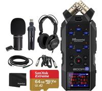 Zoom H6essential con flotador de 32 bits, accesibilidad, grabadora portátil de 6 pistas, micrófonos estéreo, 4 entradas XLR/TRS, grabación a tarjeta SD, interfaz de audio USB, para músicos,
