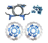Zoom - Juego de frenos de disco hidráulicos para bicicleta de montaña, juego delantero y trasero con rotor de disco flotante de 160 mm y pernos de color (azul)
