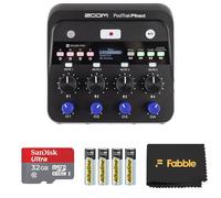 Zoom PodTrak P4next - El paquete de grabadora de podcast portátil multipista incluye una tarjeta de memoria microSDHC de 32 GB con adaptador y 4 pilas AA, perfecta para grabar podcasts en cualquier