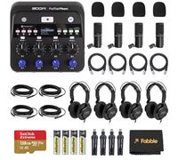 Zoom PodTrak P4next - Grabadora portátil multipista con micrófonos, auriculares, parabrisas, soporte de micrófono de escritorio, tarjeta de memoria microSDXC de 128 GB, 4 pilas AA y cargador