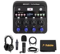 Zoom PodTrak P4next - Grabadora portátil multipista con micrófonos, auriculares, parabrisas, soporte de micrófono de escritorio, cables XLR con un paño de limpieza de microfibra de alta calidad