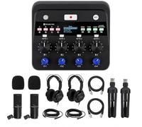 Zoom PodTrak P4next - Paquete de grabadora de podcast con micrófono ZDM-1, incluye micrófono dinámico, auriculares, trípode, parabrisas y cable XLR (P4next + paquete de micrófono para podcast)