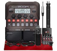 Zoom Procesador multiefecto de instrumento acústico A1 de cuatro aumentos + micrófono de guitarra de doble cápsula MXL DX2, pilas XPIX AA con cargador rápido de viaje, cables y paño de limpieza de