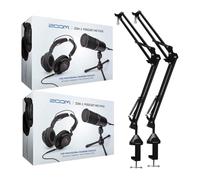 Zoom ZDM-1 - Kit de micrófono para podcast para 2 personas con auriculares, cables de micrófono y brazos de brazo y 2 brazos de brazo de brazo (4 artículos)