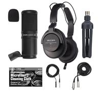 Zoom ZDM-1 - Paquete de micrófono para podcast con auriculares, parabrisas, XLR y soporte de mesa con accesorio TheImagingWorld