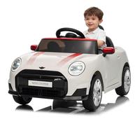 ZoomBuggy Coche Eléctrico para Niños 12V Mini, Coche de Batería, Blanco | Carro Eléctrico Infantil con Mando a Distancia, Música, Faros LED, Claxon, MP3, 3-6 km/h, Carga 30 kg, para Niños de 3+ Años