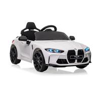 ZoomBuggy Coche Eléctrico para Niños Licencia BMW, con Control Remoto, Vehículo Eléctrico con Bocina, Música y LED, Velocidad 3-5 km/h, Capacidad de Carga 30 kg, para Niños 3+ años, Blanco
