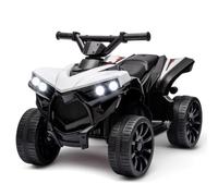 ZoomBuggy Quad Eléctrico para Niños 6V, Coche Eléctrico Infantil con LED, Música y Claxon, 4 Ruedas Antideslizantes, Velocidad 1,5-3 km/h, Marcha Adelante/Atrás, ATV para Niños 3+ Años, Blanco