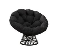 ZoomBuggy Sillón Papasan Giratorio 360° de Rattan con Cojín Suave, Silla Papasan Redonda, Carga máxima 158 kg, para Salón, Dormitorio, Jardín, Balcón, Interior y Exterior, Gris