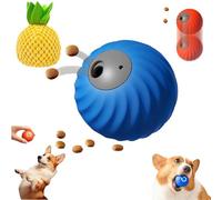 Zoomie 2.0 - Zoomie Dog Toy, Chew Resistant/Automatic Rolling+Feeding/Smart Touch, Changes Direction, Chew Resistant, Imitates Prey, Adjustable Treat Dispensing (Blue + Pineapple Knit Covers)