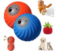 Zoomie Buddy 2.0, 2 in 1 Interactive Dog Balls ＆ Pet Feeder, Dog Track Food Leaking Ball, USB Rechargeable,Two Modes,for Small/Medium Dogs, with Fruit Plush Cover (Orange*Blue,Tomato)