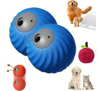 Zoomie Buddy 2.0, 2 in 1 Interactive Dog Balls ＆ Pet Feeder, Dog Track Food Leaking Ball, USB Rechargeable,Two Modes,for Small/Medium Dogs, with Fruit Plush Cover (2-PCS Blue,Lychee)