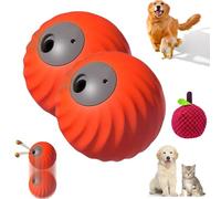 Zoomie Buddy 2.0, 2 in 1 Interactive Dog Balls ＆ Pet Feeder, Dog Track Food Leaking Ball, USB Rechargeable,Two Modes,for Small/Medium Dogs, with Fruit Plush Cover (2-PCS Orange,Lychee)
