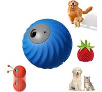 Zoomie Buddy 2.0, 2 in 1 Interactive Dog Balls ＆ Pet Feeder, Dog Track Food Leaking Ball, USB Rechargeable,Two Modes,for Small/Medium Dogs, with Fruit Plush Cover (Blue,Tomato)