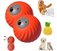 Zoomie Buddy 2.0, 2 in 1 Interactive Dog Balls ＆ Pet Feeder, Dog Track Food Leaking Ball, USB Rechargeable,Two Modes,for Small/Medium Dogs, with Fruit Plush Cover (2-PCS Orange,Pineapple)