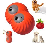 Zoomie Buddy 2.0, 2 in 1 Interactive Dog Balls ＆ Pet Feeder, Dog Track Food Leaking Ball, USB Rechargeable,Two Modes,for Small/Medium Dogs, with Fruit Plush Cover (2-PCS Orange,Tomato)