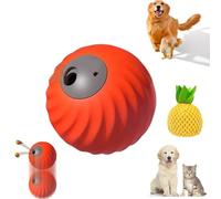 Zoomie Buddy 2.0, 2 in 1 Interactive Dog Balls ＆ Pet Feeder, Dog Track Food Leaking Ball, USB Rechargeable,Two Modes,for Small/Medium Dogs, with Fruit Plush Cover (Orange,Pineapple)