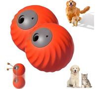 Zoomie Buddy 2.0, 2 in 1 Interactive Dog Balls ＆ Pet Feeder, Dog Track Food Leaking Ball, USB Rechargeable,Two Modes,for Small/Medium Dogs, with Fruit Plush Cover (2-PCS Orange,Only)