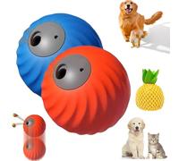 Zoomie Buddy 2.0, 2 in 1 Interactive Dog Balls ＆ Pet Feeder, Dog Track Food Leaking Ball, USB Rechargeable,Two Modes,for Small/Medium Dogs, with Fruit Plush Cover (Orange*Blue,Pineapple)