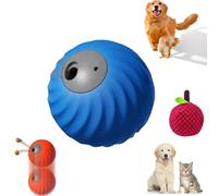 Zoomie Buddy 2.0, 2 in 1 Interactive Dog Balls ＆ Pet Feeder, Dog Track Food Leaking Ball, USB Rechargeable,Two Modes,for Small/Medium Dogs, with Fruit Plush Cover (Blue,Lychee)