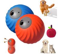 Zoomie Buddy 2.0, 2 in 1 Interactive Dog Balls ＆ Pet Feeder, Dog Track Food Leaking Ball, USB Rechargeable,Two Modes,for Small/Medium Dogs, with Fruit Plush Cover (Orange*Blue,Lychee)