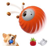 Zoomie Buddy 2.0, Zoomie Buddy Dog Toy, 2 in 1 Interactive Dog Balls and Pet Feeder with 3 Kinds of Fun Fruit Cover, USB Rechargeable, Two Modes,for Small/Medium Dogs (Orange Ball + Apple Cover)