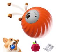 Zoomie Buddy 2.0, Zoomie Buddy Dog Toy, 2 in 1 Interactive Dog Balls and Pet Feeder with 3 Kinds of Fun Fruit Cover, USB Rechargeable, Two Modes,for Small/Medium Dogs (Orange Ball + Bayberry Cover)