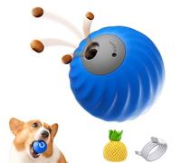 Zoomie Buddy 2.0, Zoomie Buddy Dog Toy, 2 in 1 Interactive Dog Balls and Pet Feeder with 3 Kinds of Fun Fruit Cover, USB Rechargeable, Two Modes,for Small/Medium Dogs (Blue Ball + Pineapple Cover)
